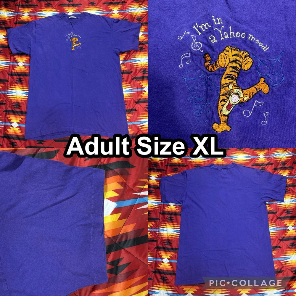 Disney Vintage Tigger Dancing I'm In A Yahoo Mood Purple T-Shirt Adult Size XL